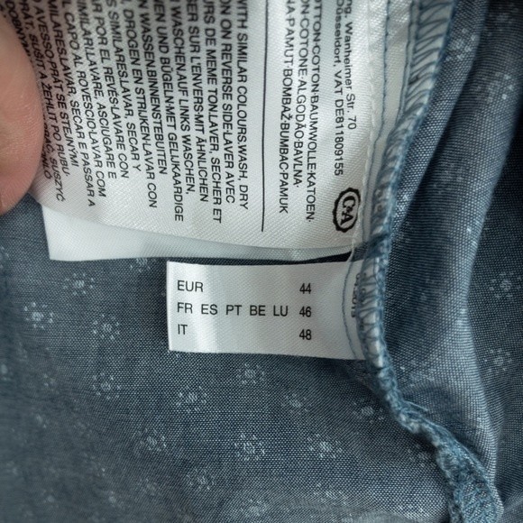 Canda C&A Off The Shoulder Blouse Top Blue Printed Size  XL/ 44 - Picture 9 of 10